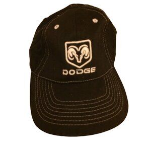 Dodge Black Adjustable Baseball Cap With Ram Logo Embroidery & White Stitching